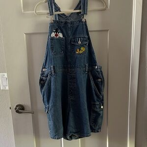 Looney Tunes Blue Denim Women's Jeans Overalls 14W/16W